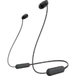 Sony WI C100 Wireless Headphones with Customizable Equalizer for Deep Bass & 25 Hrs Battery, DSEE-Upscale, Splash Proof, 360RA, Fast Pair, in Ear Bluetooth Headset with Mic for Phone Calls (Black)